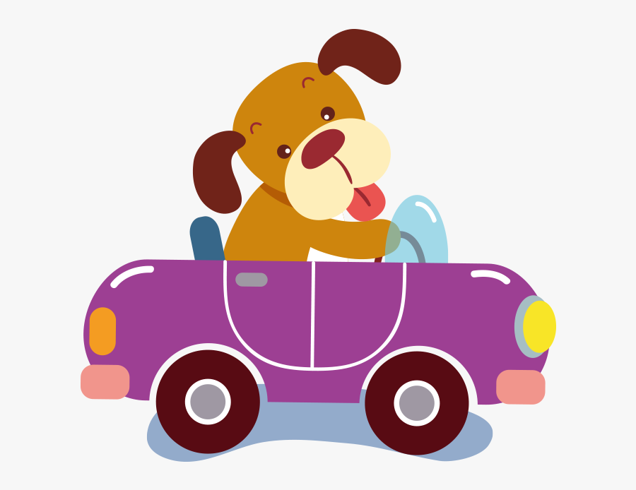 Cartoon Purple Clip Art - Dog Driving A Car Clipart, Transparent Clipart