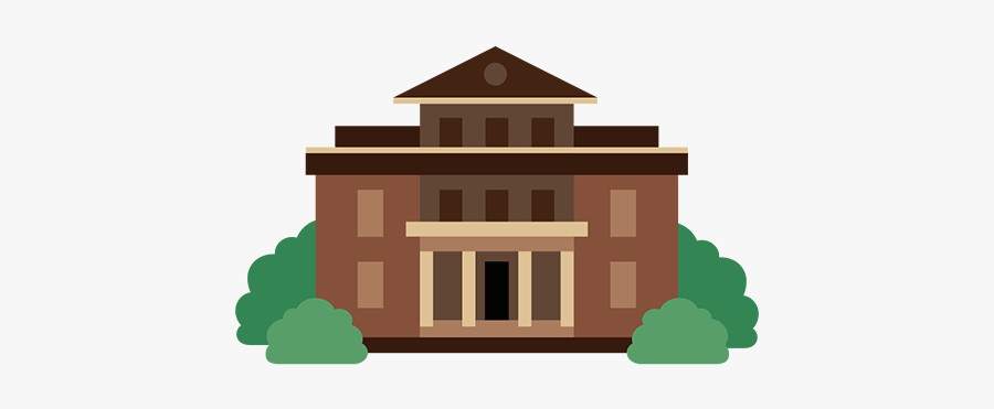 Small Primary School Surrounded By Green Trees - Illustration, Transparent Clipart