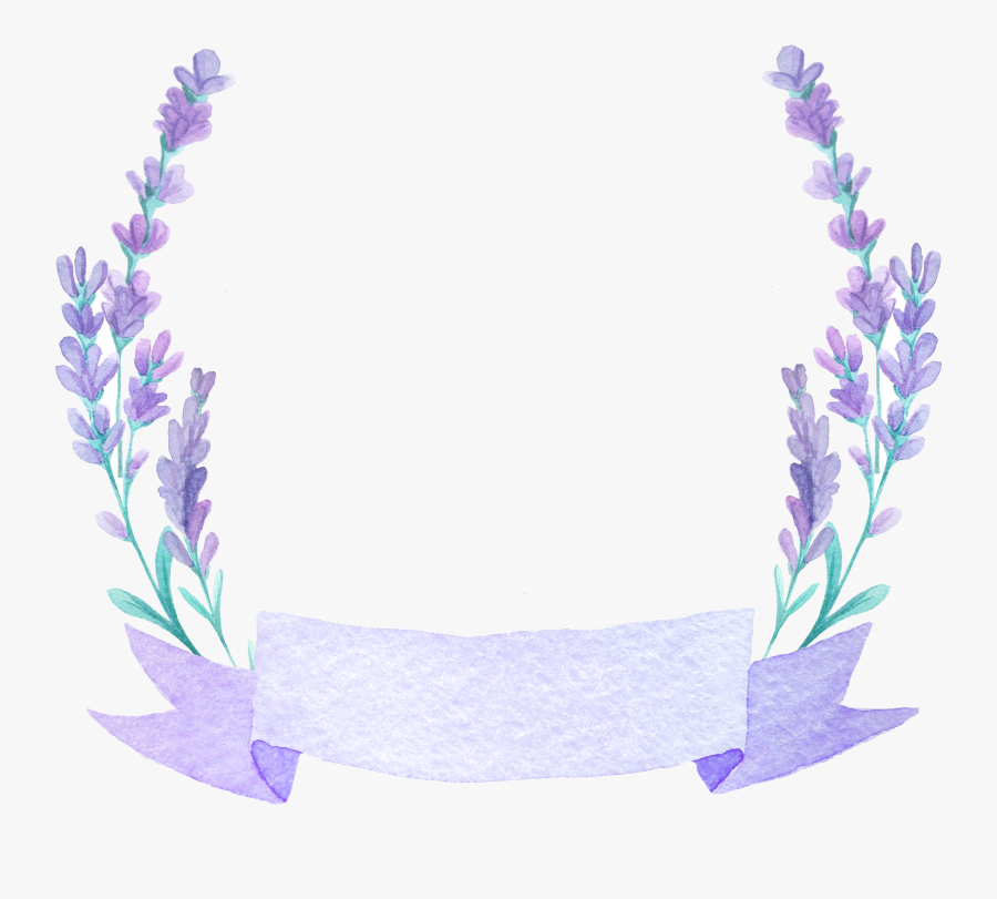 Beautiful Flower Wedding Lavender French Watercolor - Lavender Ribbon Watercolor, Transparent Clipart