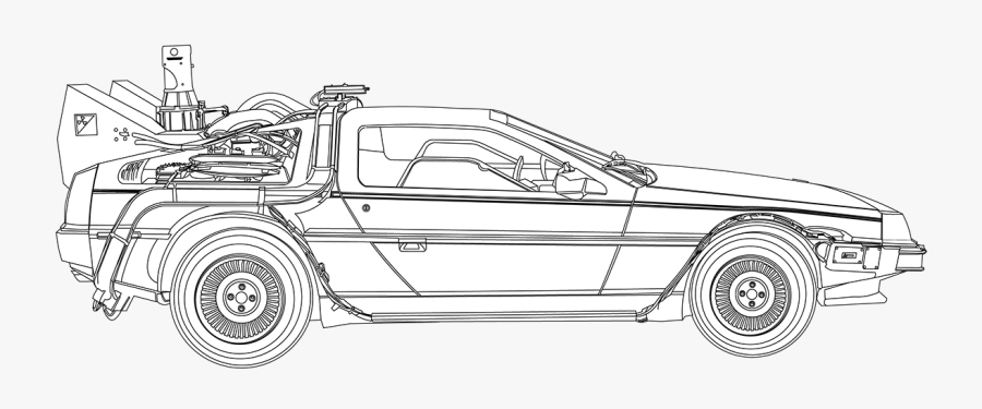 Delorean Clipart Black And White - Delorean Back To The Future Vector, Transparent Clipart