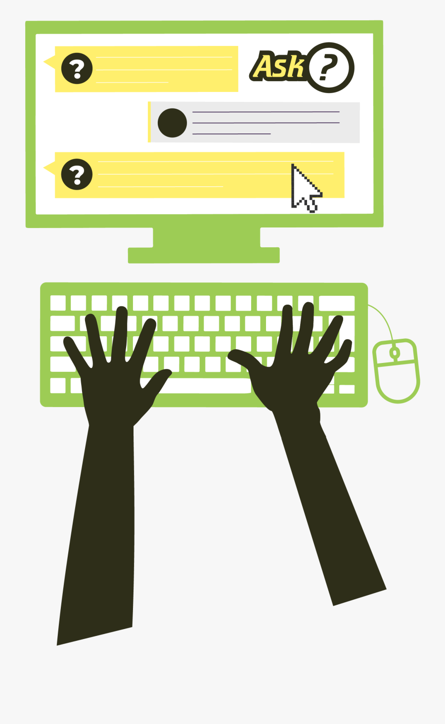 Illustration Of Hands Typing A Question On A Computer - I M A Scientist Get Me Outta Here, Transparent Clipart