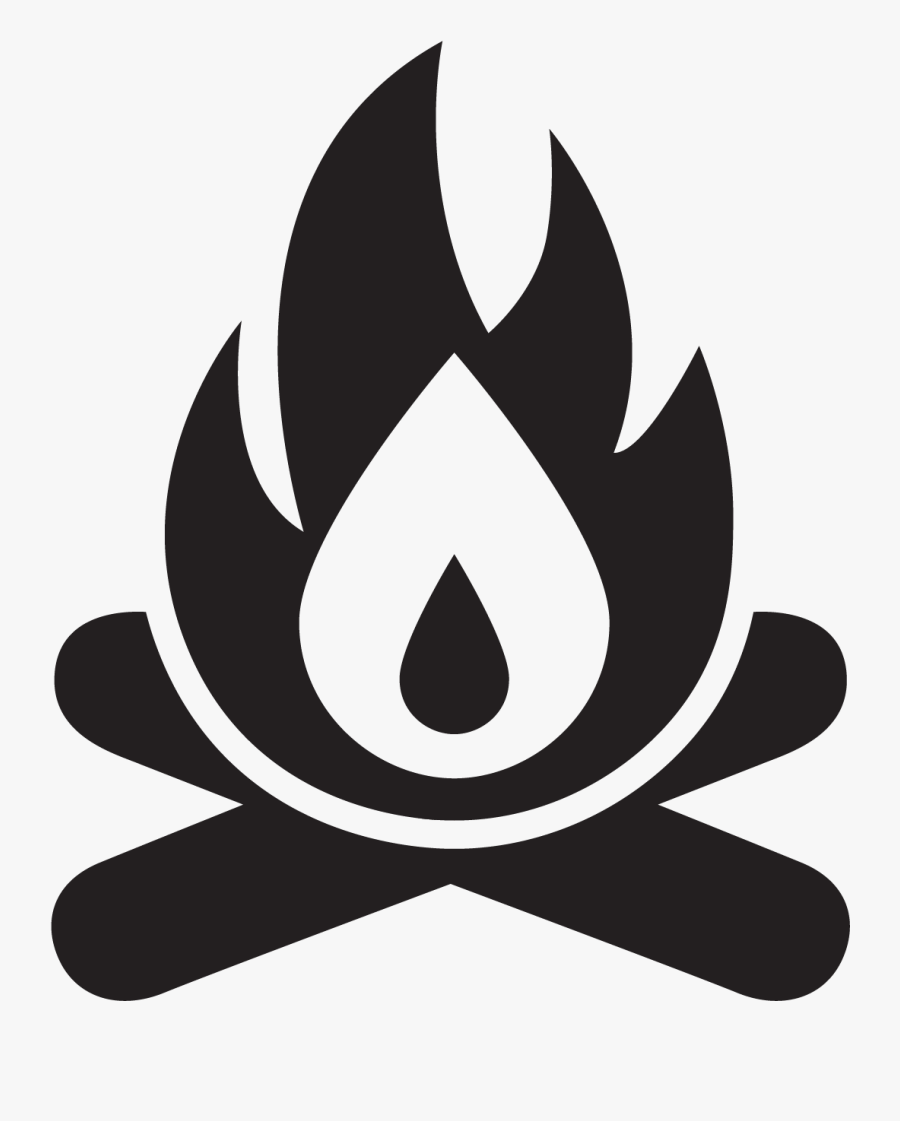 Campfire Stencil Outline, Black And White - Camp Logo Black And White, Transparent Clipart