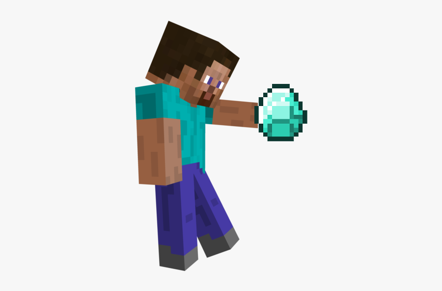 Zombie Clipart Minecraft - Minecraft Steve Holding Diamond, Transparent Clipart
