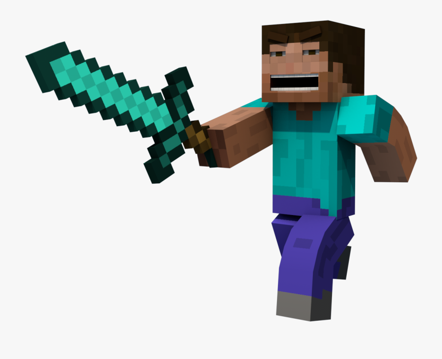 Download Minecraft Free Png Photo Images And Clipart - Minecraft Steve Diamond Sword, Transparent Clipart