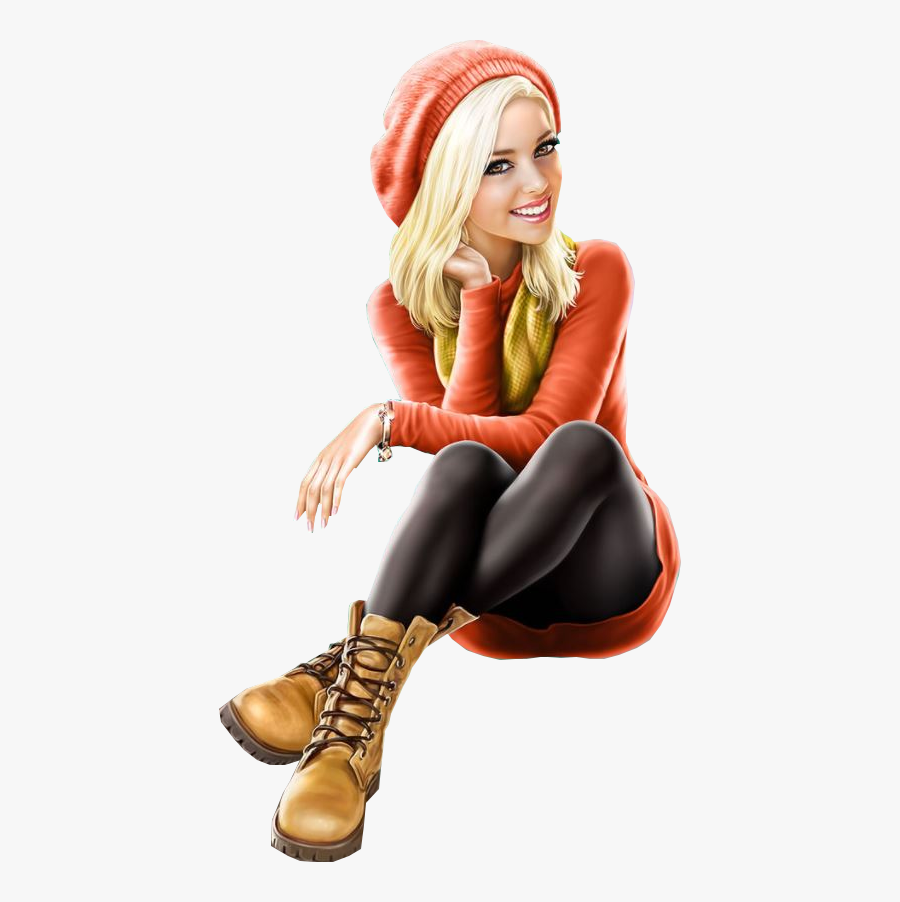 Scarecrow Vector Cute Female - Sitting, Transparent Clipart