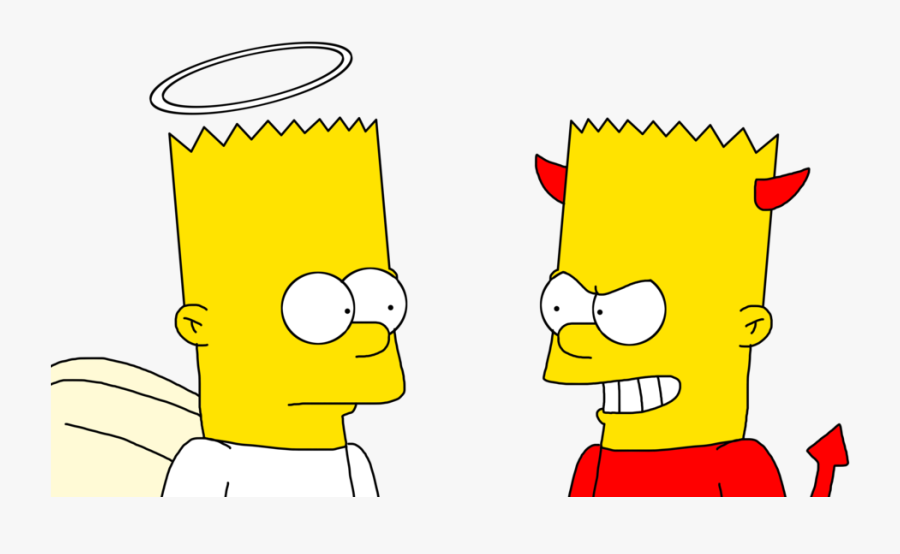 Bart Simpson Clipart Easy Drawing - Good Side And Bad Side, Transparent Clipart
