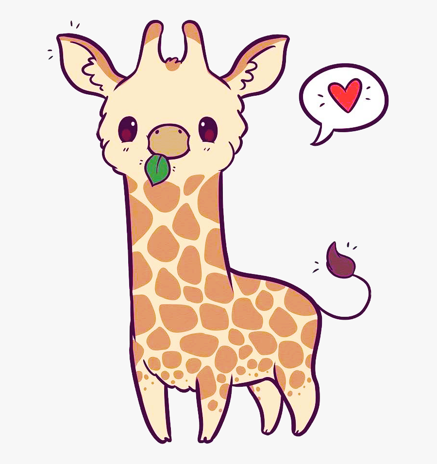 #giraffe #heart #kawaii #chibi #art #naomilord #cute - Kawaii Giraffe, Transparent Clipart