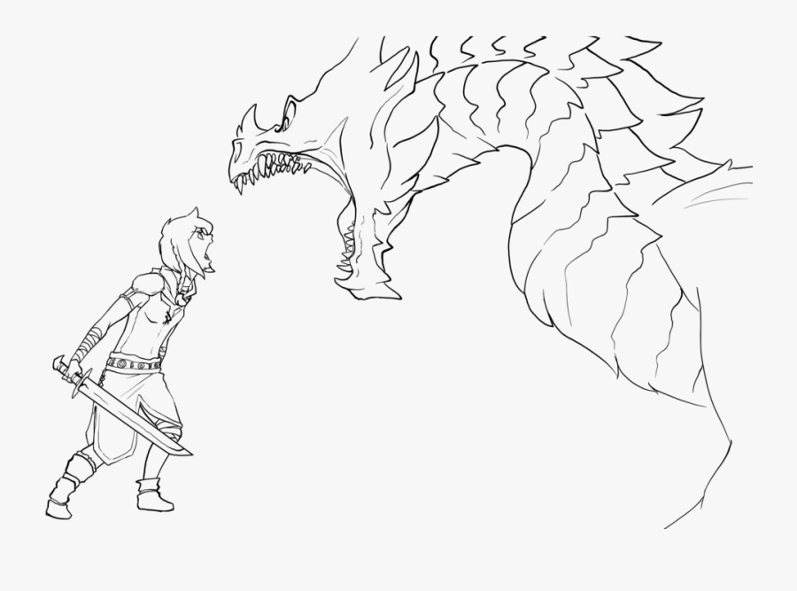 Transparent Skyrim Clipart - Skyrim Dragon Drawing, Transparent Clipart