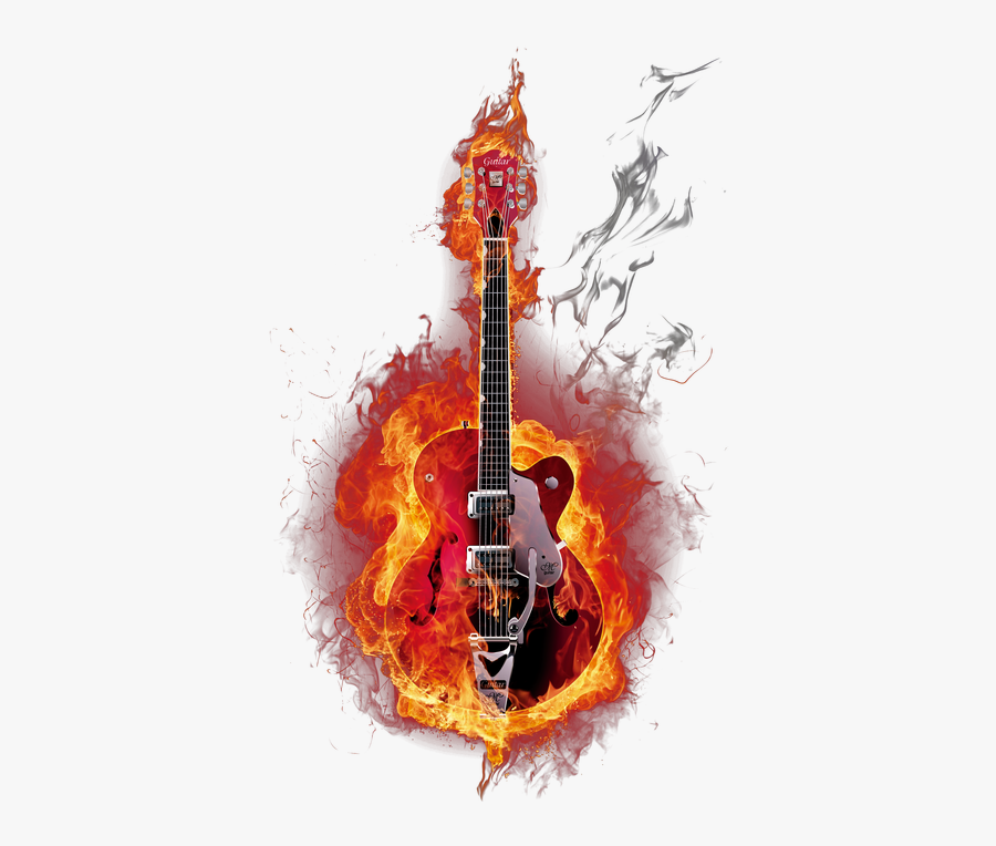 Le Burning Humour Allumer Illustration Guitar Feu Clipart - Transparent Flaming Guitar Png, Transparent Clipart