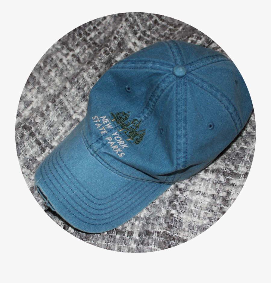 A Faded Dark Blue Jean Baseball Cap Sits On A Grey - Baseball Cap, Transparent Clipart