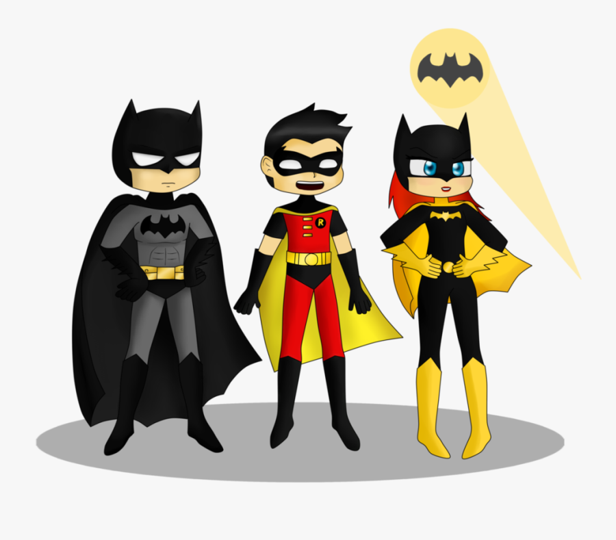 Transparent Batman Cartoon Png - Batman Robin And Batgirl Cartoon, Transparent Clipart