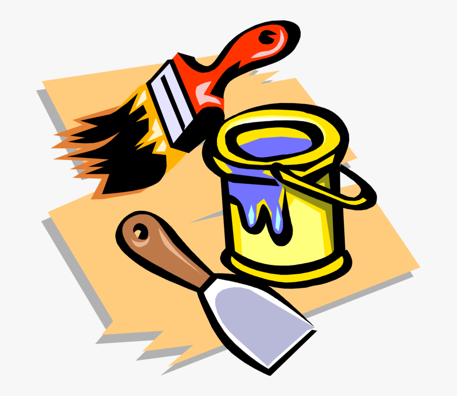Vector Illustration Of Paint Can With Paintbrush And - Small Bucket, Transparent Clipart