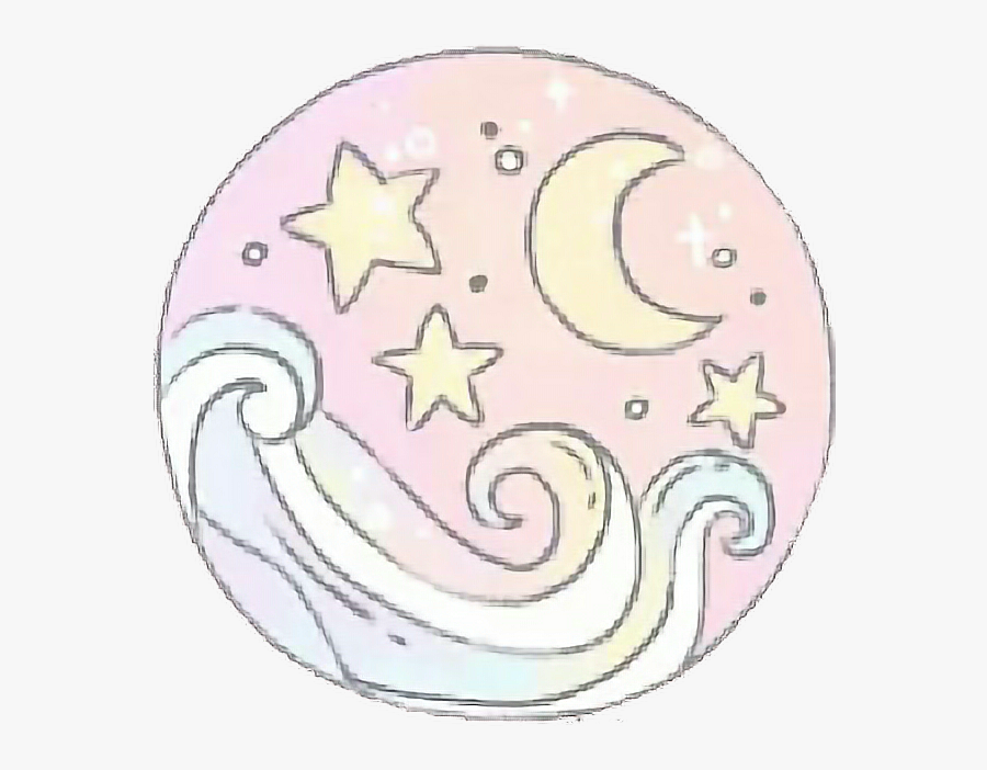 Pastel Wave Moon Tumblr - Circle, Transparent Clipart
