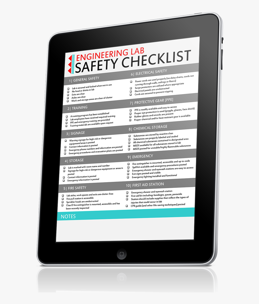 Ew Engineering Lab Safety Checklist - Tablet Computer, Transparent Clipart