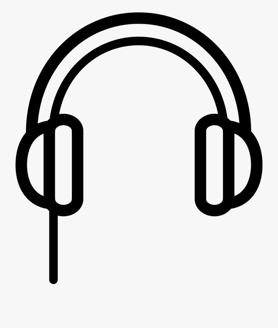 Headphones Outline With Cord Line Comments - Headphones Outline, Transparent Clipart