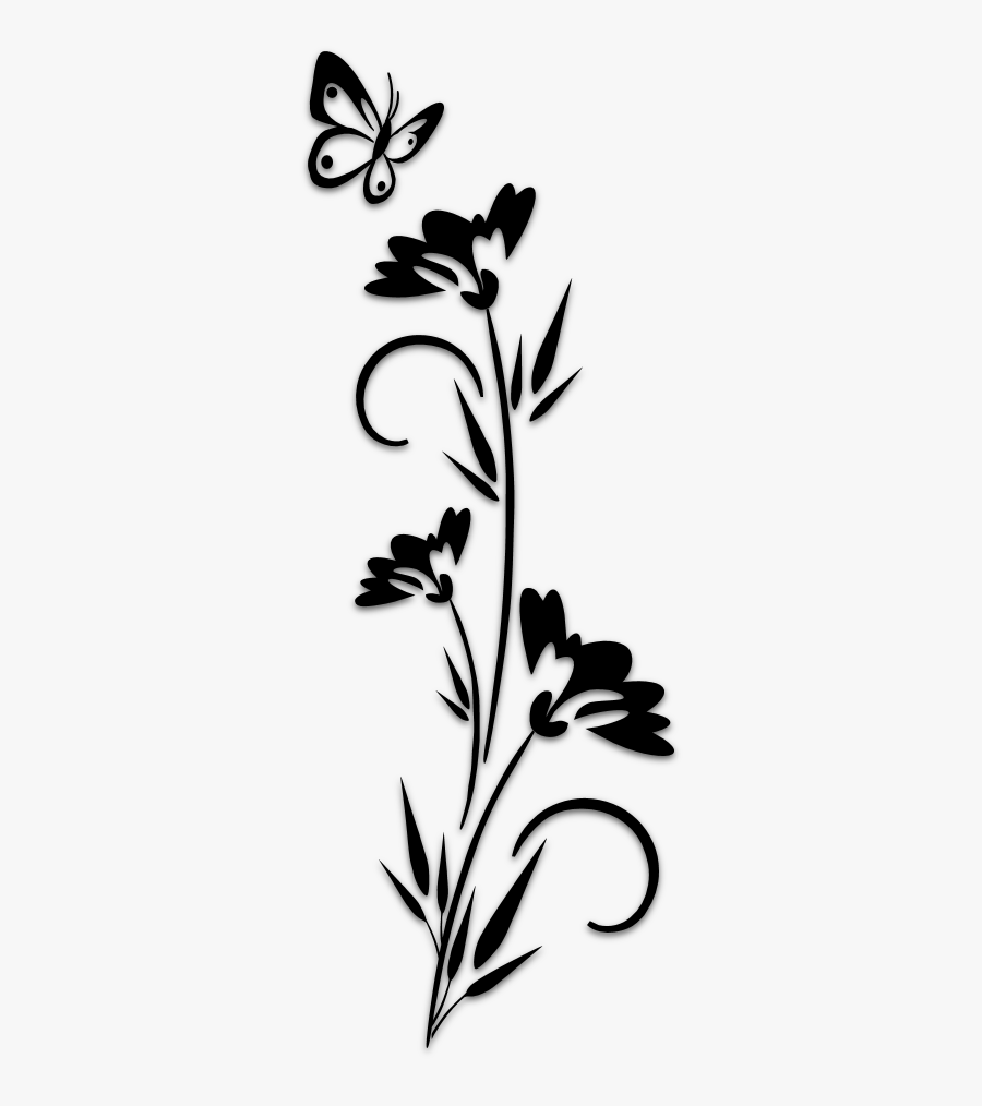 Butterflies And Flowers Stencil, Transparent Clipart
