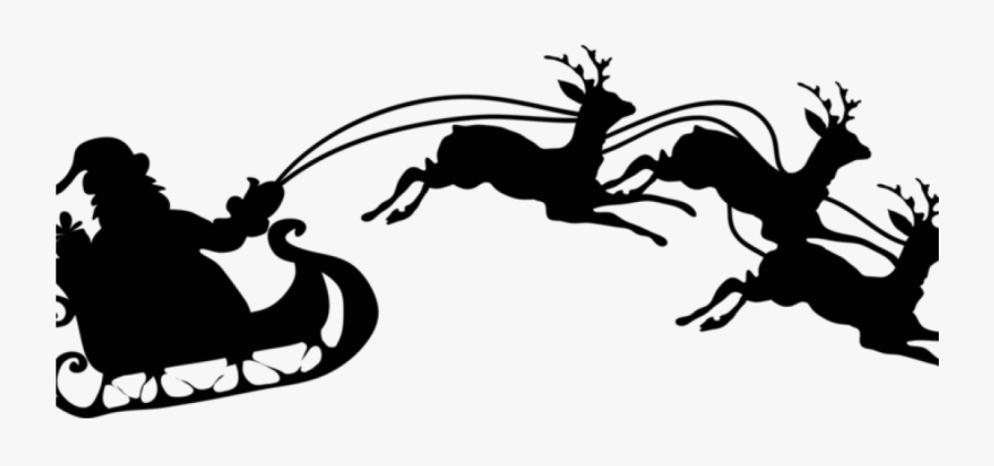 Transparent Goodnight Clipart - Santa Sleigh Silhouette Transparent Background, Transparent Clipart