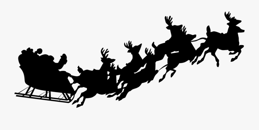 Sleigh Clipart Silhouette - Santa Claus Free Vector, Transparent Clipart