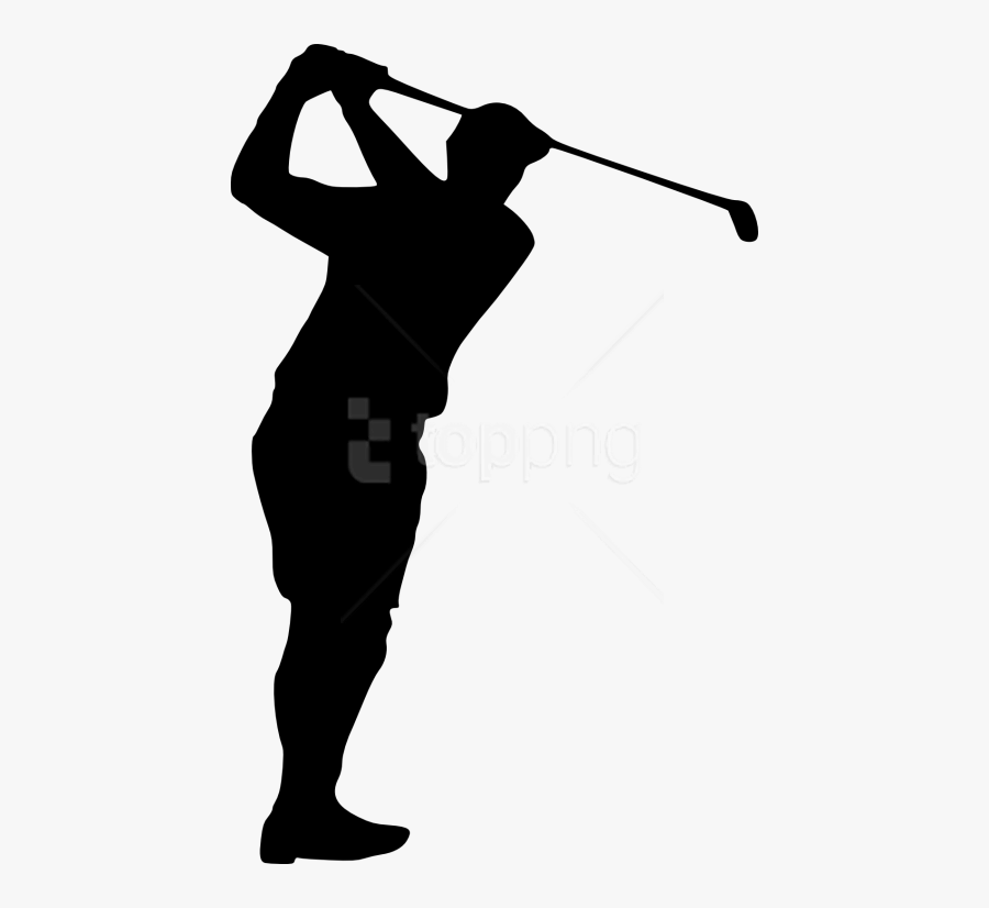 Golfer,silhouette,solid Swing Hit,illustration - Golf Player Silhouette Png, Transparent Clipart