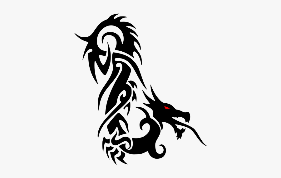 Red Eye Dragon Silhouette Vector Image - Dragon Tribal Tattoo Png, Transparent Clipart