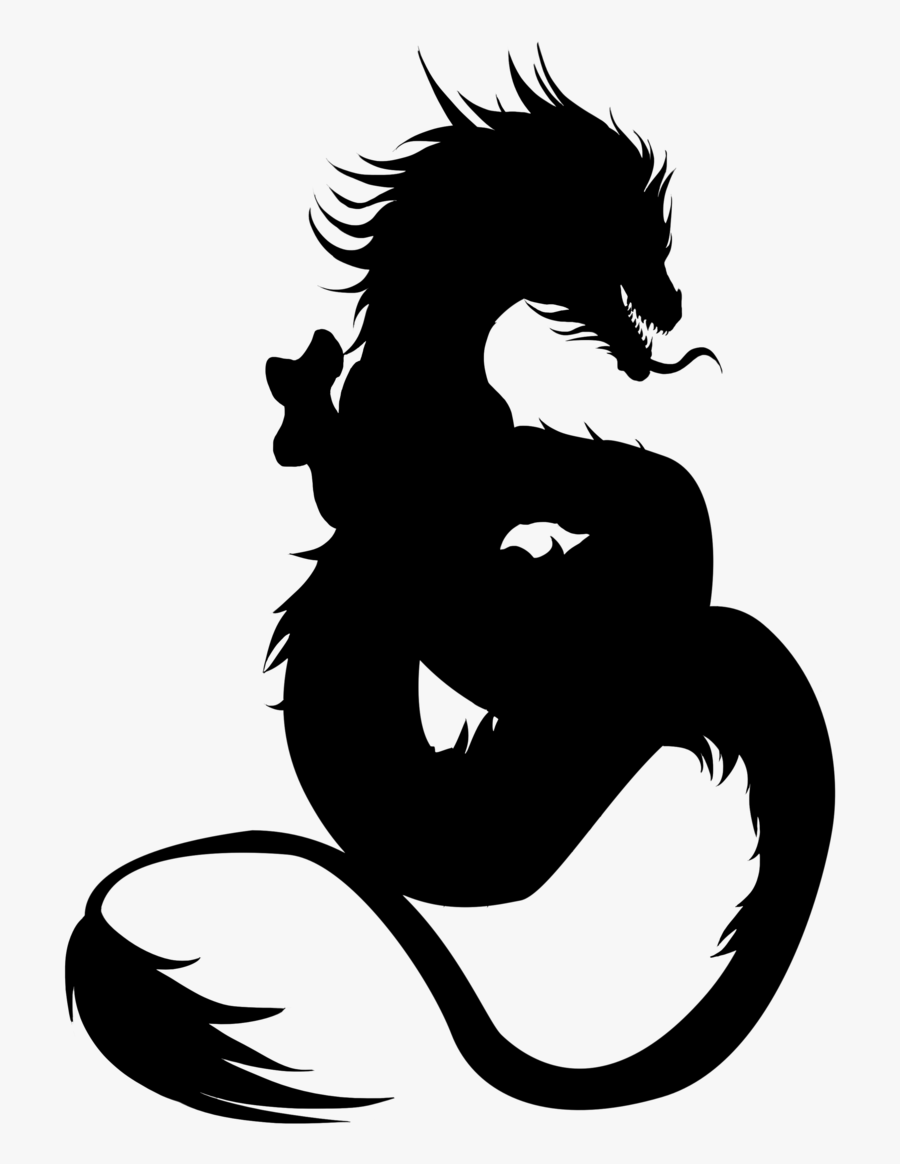 Dragon Silhouette - Dragon With Transparent Background, Transparent Clipart