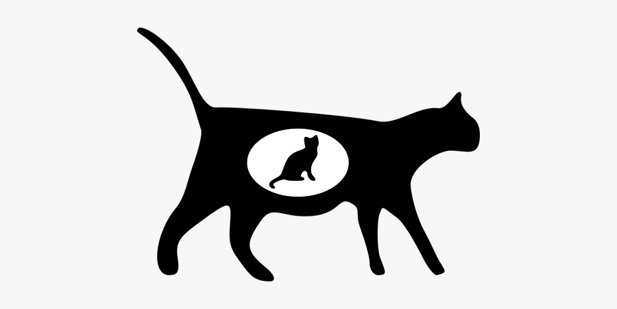 Silhouette Vector Image Of A Pregnant Cat, Transparent Clipart
