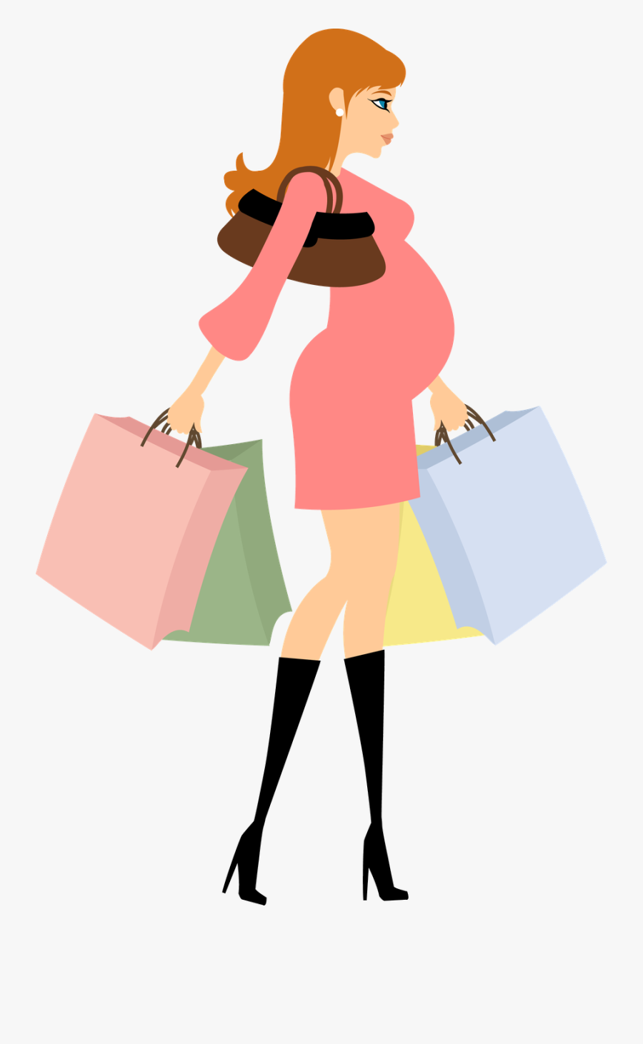 Pregnant Vector Baby Bump - Pregnant Shopping Clipart, Transparent Clipart
