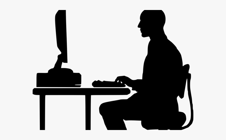 Dragon Ball Clipart Silhouette - Man On Computer Desk Clipart, Transparent Clipart