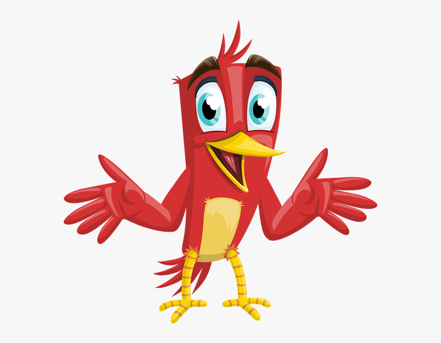 Bird, Happy, Animal, Red, Beak, Nature, Male, Cute, - Animal Vector Characters, Transparent Clipart