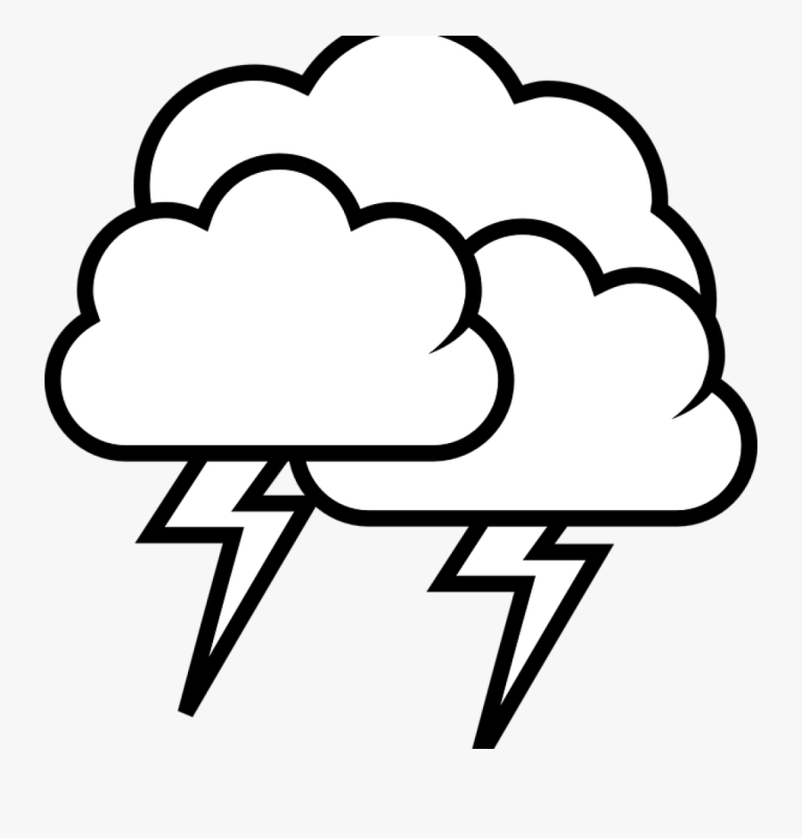 Cloud Clipart Black And White Thunderstorm Cloud Rain - Thunder And Lightning Drawing, Transparent Clipart