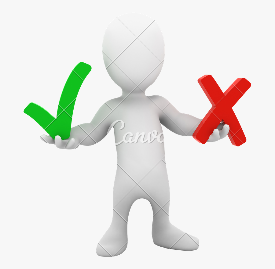 D With Tick - 3d Man With Ticks And Cross, Transparent Clipart