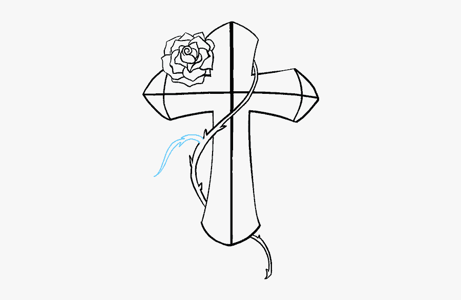 Clip Art Drawn Crosses - Easy To Draw Cross Rose Step By Step, Transparent Clipart