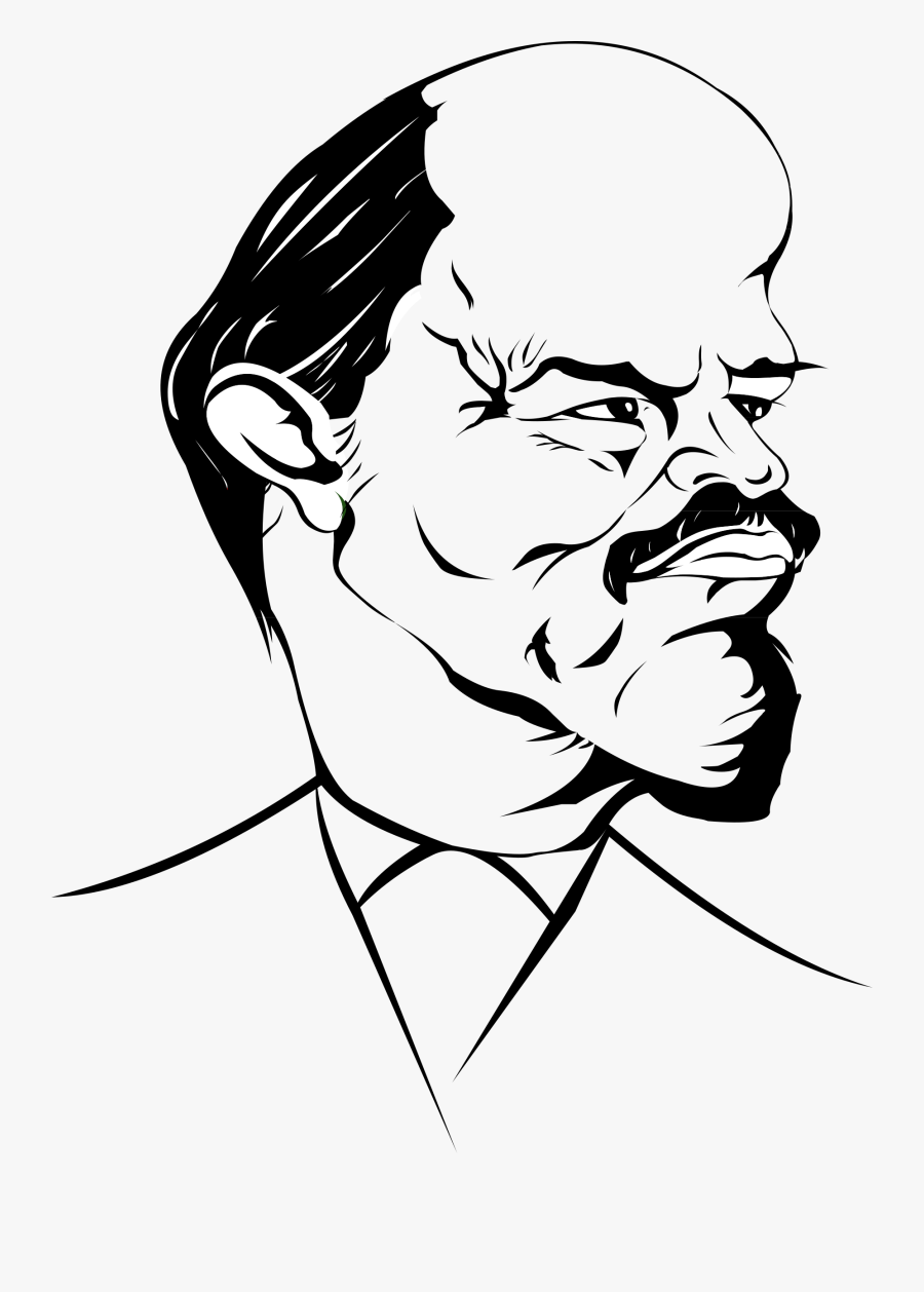 Cartoon Drawings Of Peoples Faces - Lenin Art Black White, Transparent Clipart