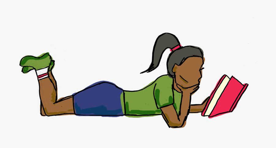 Girl Reading A Book - Cartoon, Transparent Clipart