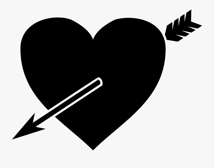 A Heart Pierced By An Arrow Amor Heart Free Picture - Love Arrow Symbol Black And White, Transparent Clipart