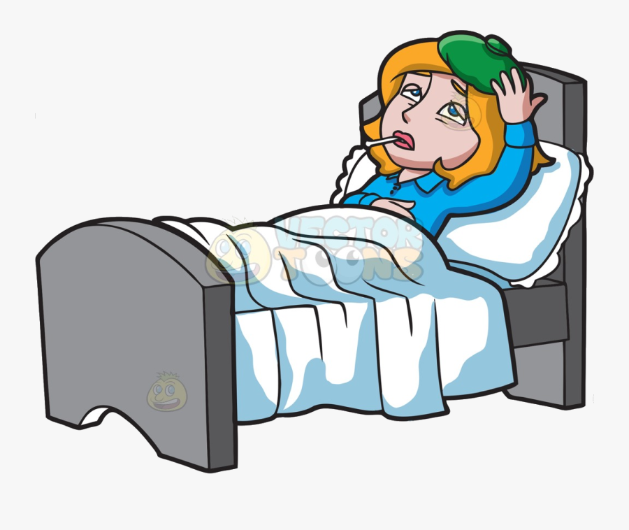 Sick Person In Bed Clipart Drawing Design Kids Transparent - Clipart Sick W...