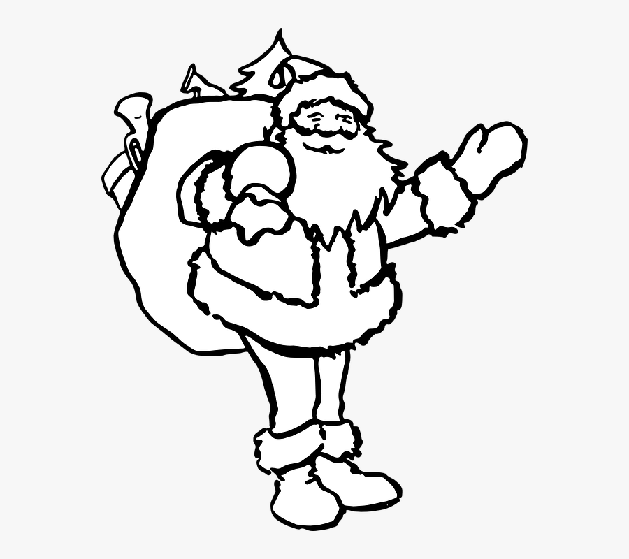Christmas Santa Clipart Black And White, Transparent Clipart
