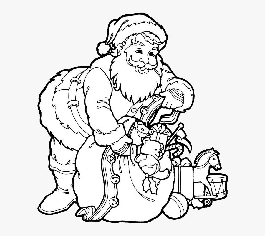 Santa Claus Coloring Page, Transparent Clipart
