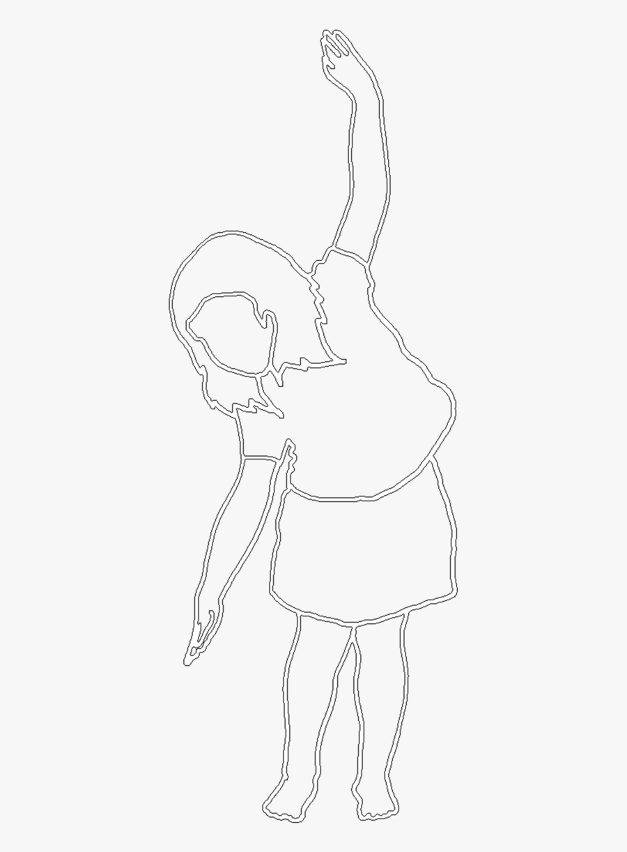 White Stroke Silhouette Of Girl Dancing - Drawing Little Girl Dance, Transparent Clipart
