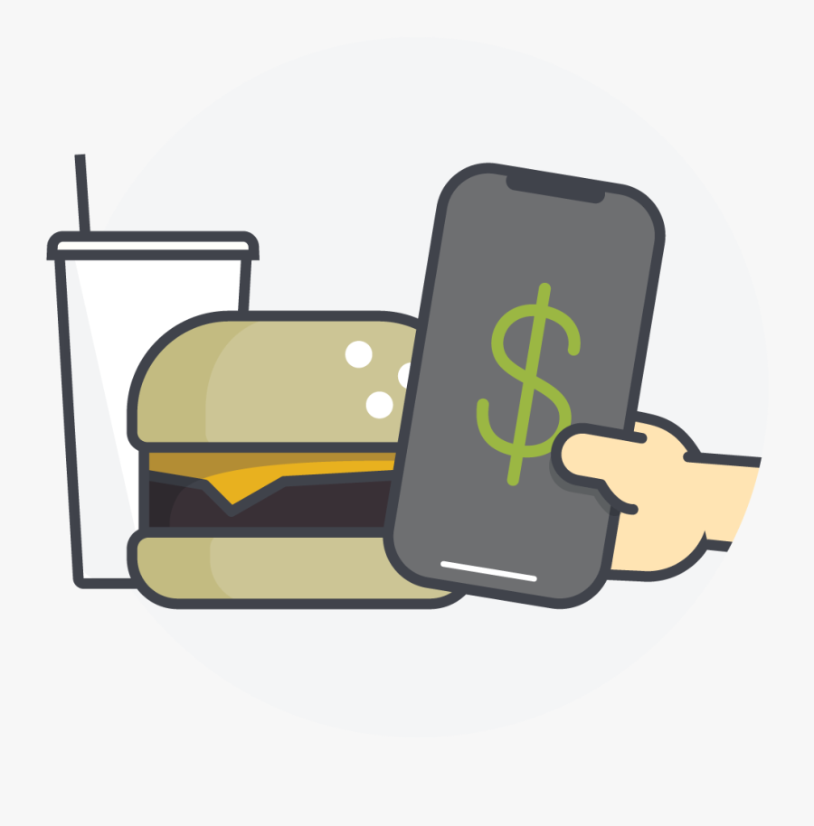 An Icon Showing A Phone Paying For A Meal, Transparent Clipart