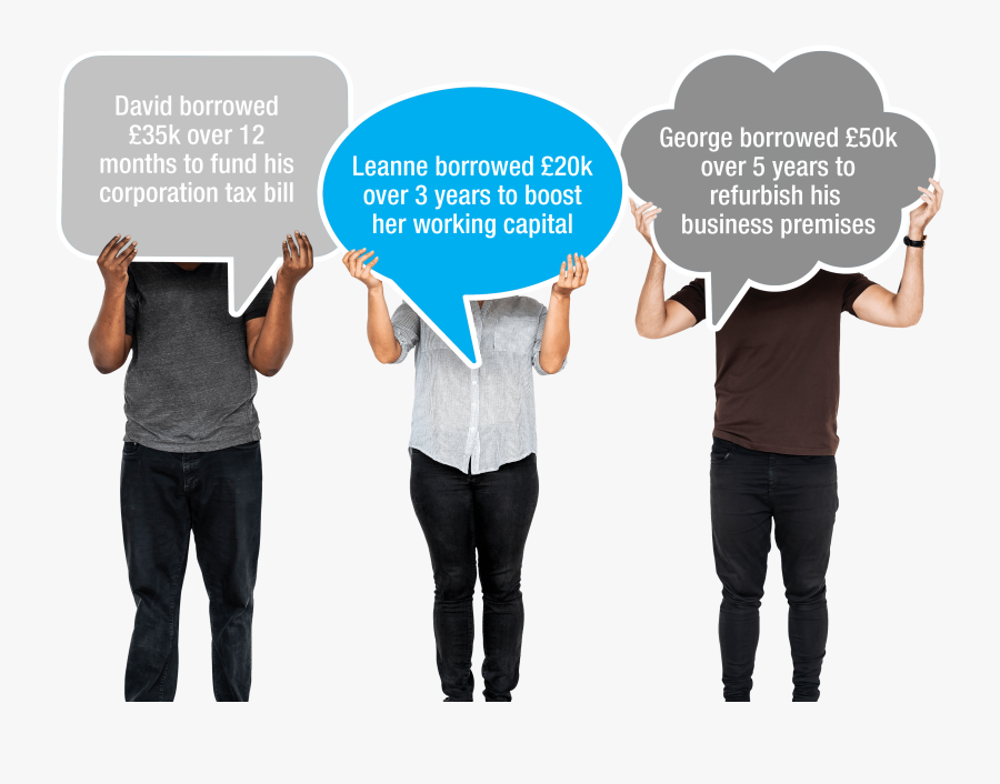 3 People Holding Up Speech Bubbles Referring To Examples - Podemos Ajudar, Transparent Clipart