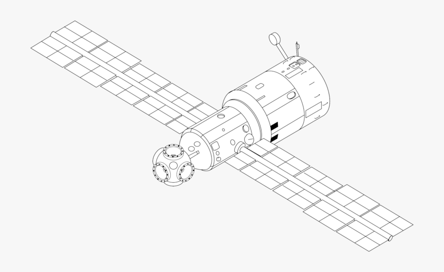 Mir Base Block Drawing - Space Station Line Drawing, Transparent Clipart