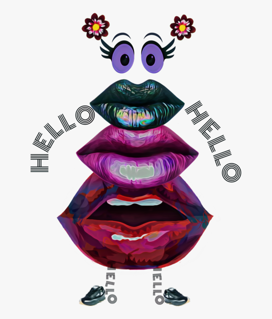 #hello #lips #cartoon By @sadna2018 #creative #magenta - Cartoon, Transparent Clipart