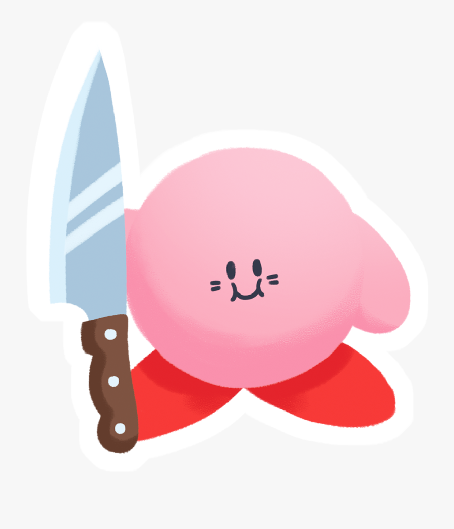 Knife Kirby Sticker - Kirby With A Knife Cartoon, Transparent Clipart