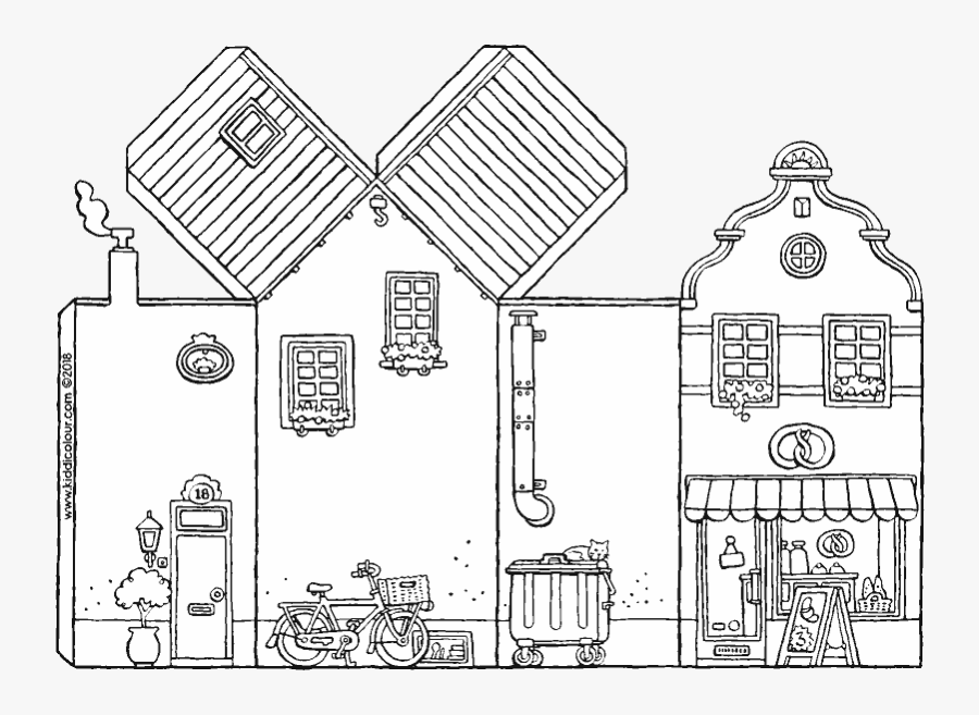 Houses Colouring Pages Kiddi - Bäckerei Bastelvorlage, Transparent Clipart