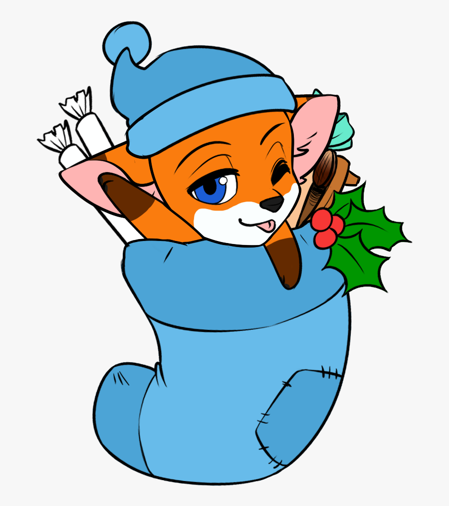 Cute Fox In A Sock - Cartoon, Transparent Clipart