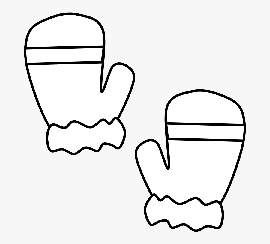Mittens, Fur Cuff, Stripe, Black And White - Illustration, Transparent Clipart