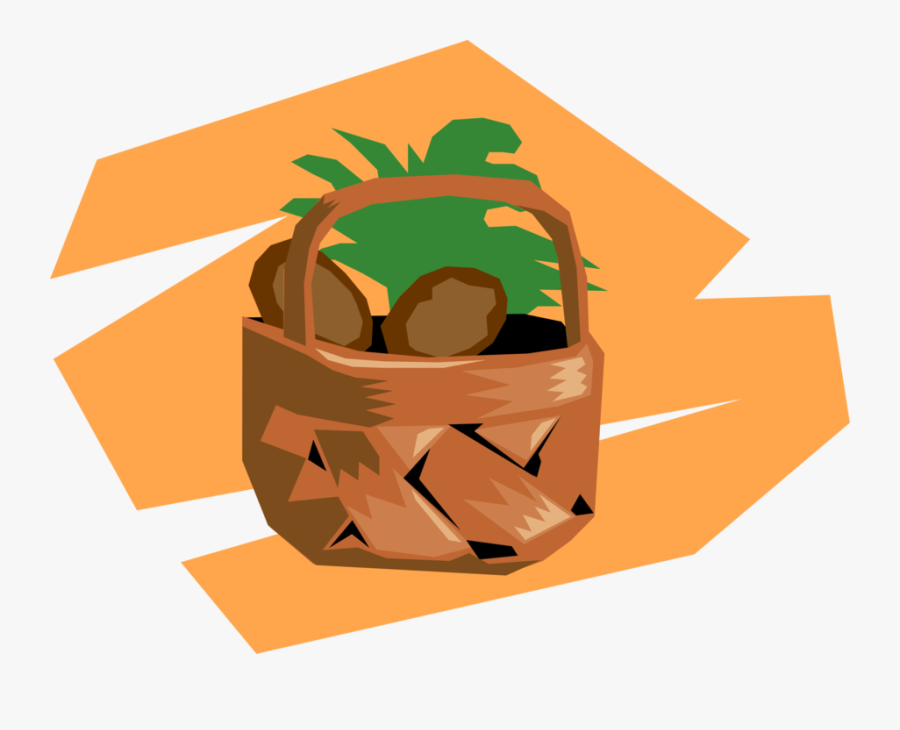 Vector Illustration Of Wicker Basket Of Garden Vegetables - Illustration, Transparent Clipart