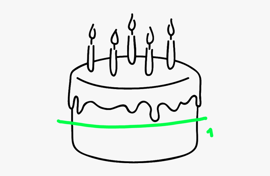 Drawing Cake Piece - Easy Birthday Cakes To Draw, Transparent Clipart