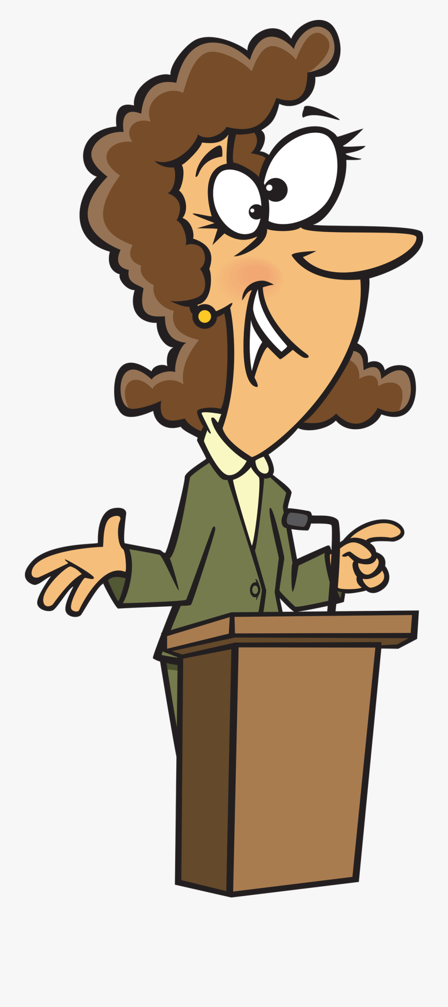 A Lady Speaking At A Podium - Cartoon, Transparent Clipart